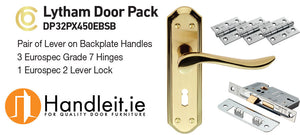 Lytham Handle,Lock And Hinges Door Pack Polished/Satin Brass