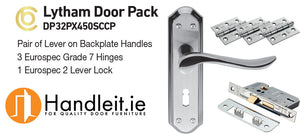 Lytham Handle,Lock And Hinges Door Pack Satin/Polished Chrome 
