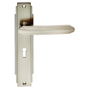 Carlisle Art Deco ADR011 Lever Handle On Lock Plate Satin Nickel