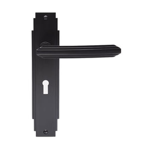 Carlisle Art Deco Lever Handle On Plate Matt Black