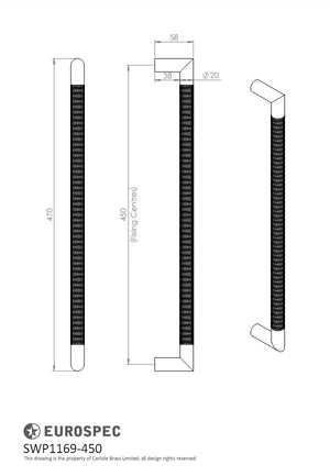 Carlisle SWP1169 Mitred Knurled Pull Handle 450mm