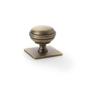 Alexander & Wilkes Quantock Cupboard Knob On Square Backplate - 34mm