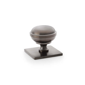 Alexander & Wilkes Quantock Cupboard Knob On Square Backplate - 34mm