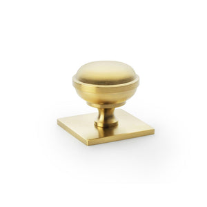 Alexander & Wilkes Quantock Cupboard Knob On Square Backplate - 34mm