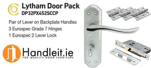 Lytham Handle,Lock And Hinges Door Pack Satin/Polished Chrome 