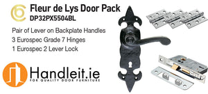 Carlisle Fleur De Lys Lever On Lock Plate Door Pack Black Finish