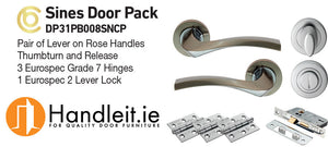 Sines Handle,Lock And Hinges Door Pack Dual Satin Nickel/Chrome Finish