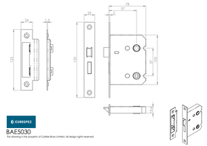 Eurospec BAE5030/R Easi T Radius Bathroom Lock 76mm CE Certified