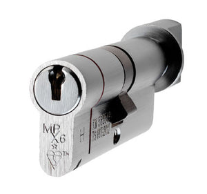 Eurospec MPX6 6 Pin Anti Snap Security Cylinder Satin Chrome Key & Turn
