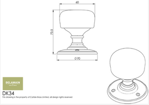 Carlisle Brass Delamain DK34PWSC Unsprung White Porcelain Mortice Knobset On Satin Chrome Rose