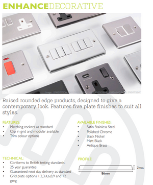 Eurolite 1 Gang 13amp USB Switched Socket - Enhanced Decorative Range