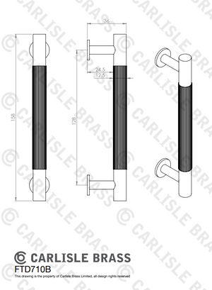 Carlisle FTD710B 128mm c/c - 158mm Lines Kitchen Cabinet Pull Handle