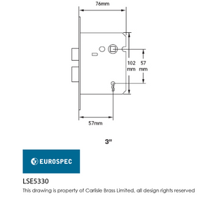 Eurospec Easi T 2 Lever Sashlock 76mm CE Certified