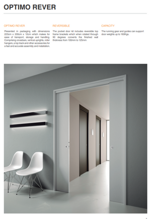 Saheco Optimo Rever Single Pocket Door Kit t/s 100-125mm Wall 2040x826mm Door