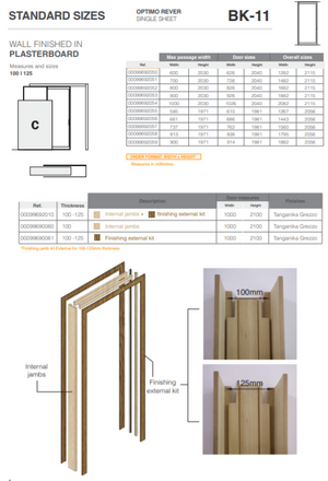 Saheco Optimo Rever Single Pocket Door Kit t/s 100-125mm Wall 2040x826mm Door
