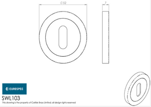 Eurospec Steelworx SWL103 Keyhole Escutcheon Grade 304 Stainless Steel