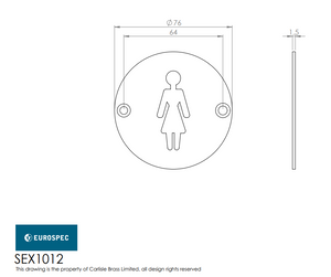 Eurospec SEX1012 "Female" Symbol 76mm Disc  Stainless Steel
