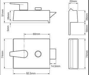 Union 1028 Rim Nightlatch 60mm Standard Stile c/w Rim Cylinder