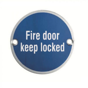 Eurospec SEX1015 "Fire Door Keep Locked" Symbol 76mm Disc  Stainless Steel